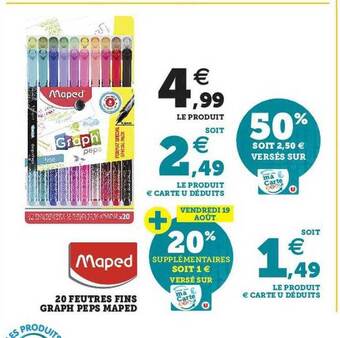 Hyper U 20 feutres fins graph peps maped offre