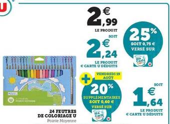 Hyper U 24 feutres de coloriage u offre