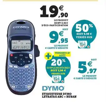 Hyper U Étiqueteuse dymo letratag abc + ruban offre