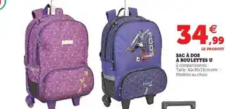 Hyper U Sac à dos à roulettes u offre