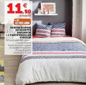 Hyper U Parure housse de couette 140 x 200 cm + 1 taie d'oreiller 63 x 63 cm offre