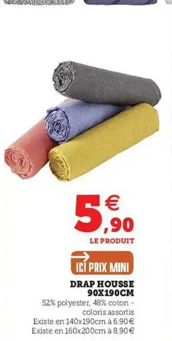Hyper U Drap housse 90 x 190 cm offre
