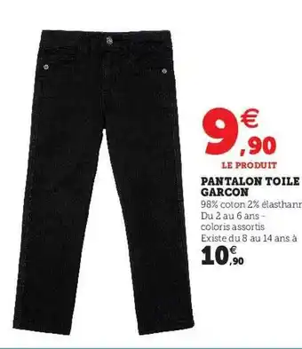 Hyper U Pantalon toile garçon offre