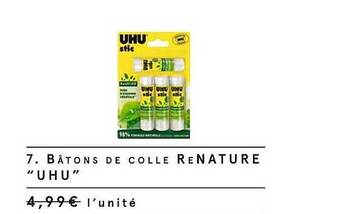 Monoprix Bâtons de colle renature uhu offre