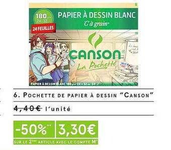 Monoprix Pochette de papier à dessin canson offre