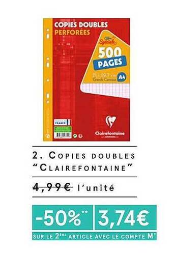Monoprix Copies doubles clairefontaine offre