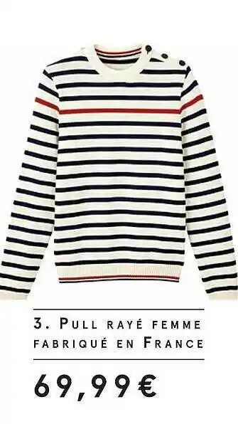 Monoprix Pull rayé femme fabriqué en france offre