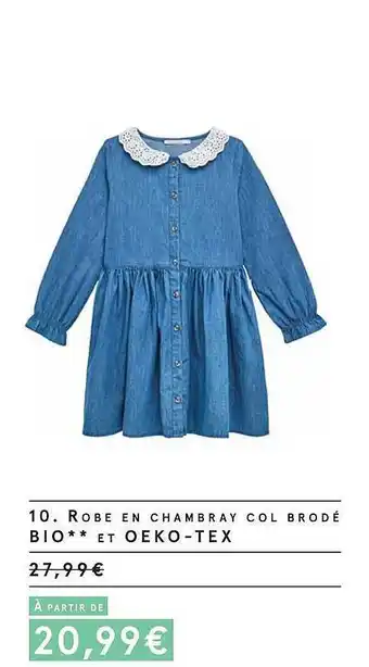 Monoprix Robe en chambray col brodé bio et oeko-tex offre