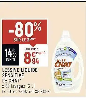 Spar Lessive liquide sensitive le chat offre