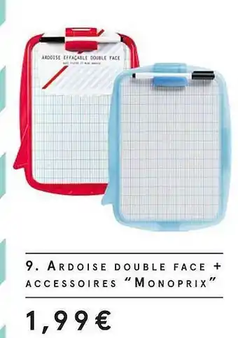 Monoprix Ardoise double face + accessoirs monoprix offre
