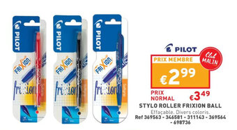 Trafic PILOT stylo roller frixion ball offre