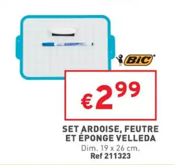 Trafic BIC set ardoise, feutre et éponge velleda offre