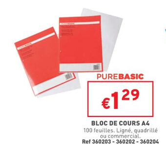 Trafic Bloc de cours A4 offre