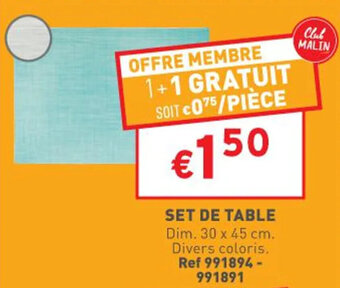 Trafic Set de table offre
