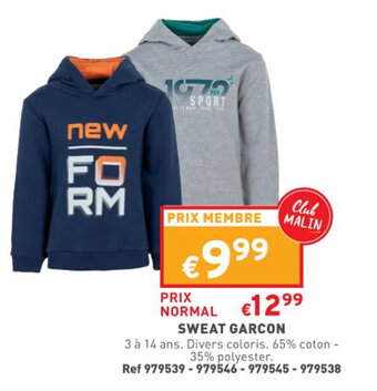 Trafic Sweat garcon offre
