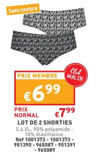 Trafic Lot de 2 shorties offre