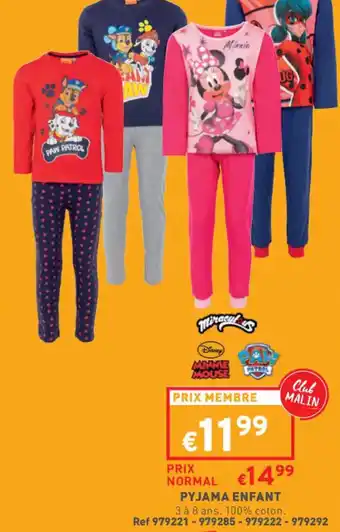 Trafic Pyjama enfant offre