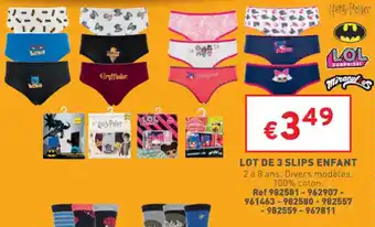 Trafic Lot de 3 slips enfant offre