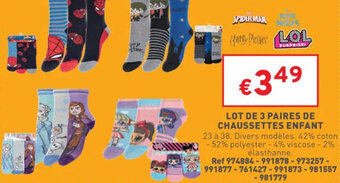 Trafic Lot de 3 paires de chaussettes enfant offre