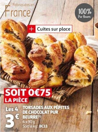 Auchan Torsades aux pépites de chocolat pur beurre offre