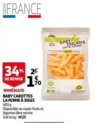 Auchan Baby carottes la ferme à jules offre