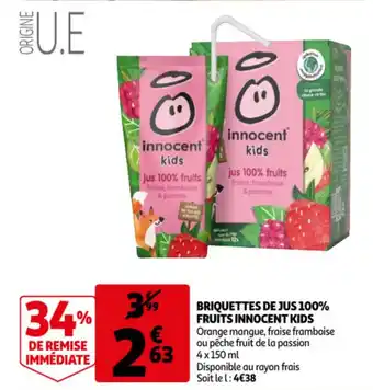 Auchan Briquettes de jus 100% fruits innocent kids offre