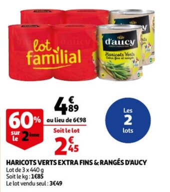 Auchan D'AUCY haricots verts extra fins & rangés offre
