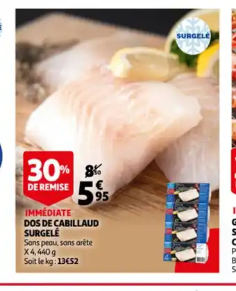 Auchan Dos de Cabillaud Surgelé offre