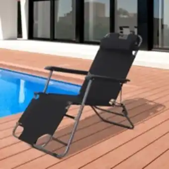 Chaise longue inclinable transat bain de soleil 2 en 1 pliant tĂȘtiĂšre amovible charge max. 136 kg toile oxford facile d'entre