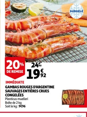 Auchan Gambas Rouges d'Argentine Sauvages Entières Crues Congelées offre