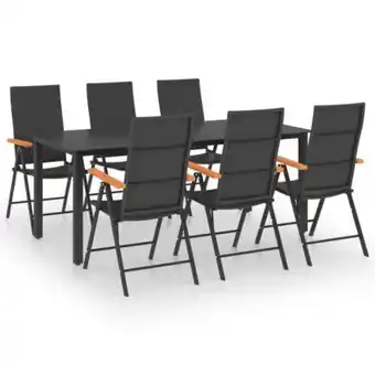 Ensemble de salle à manger de jardin 7 pcs noir et marron