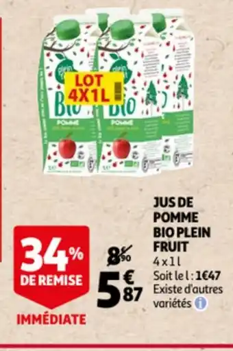 Auchan Jus de Pomme Bio Plein Fruit offre