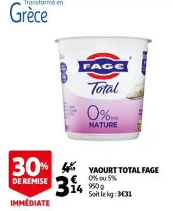 Auchan Yaourt Total Fage offre