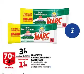 Auchan Saint Marc Lingettes Antibacteriennes offre