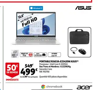 Auchan Asus Portable R565JA-EJ2420W offre