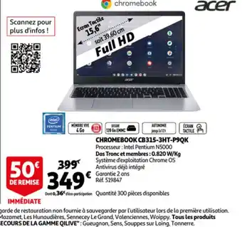 Auchan Acer Chromebook CB315-3HT-P9QK offre