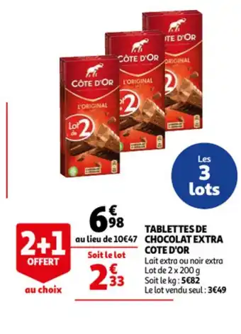 Auchan Cote d'Or Tablettes de Chocolat Extra offre