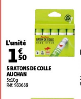 Auchan 5 Batons de Colle Auchan offre