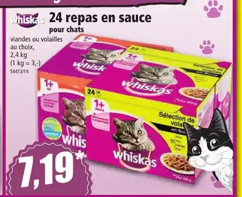 Norma Whiskas 24 Repas En Sauce offre