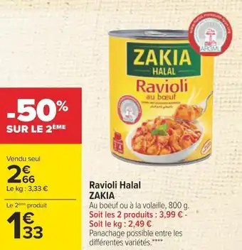 Carrefour Zakia ravioli halal offre