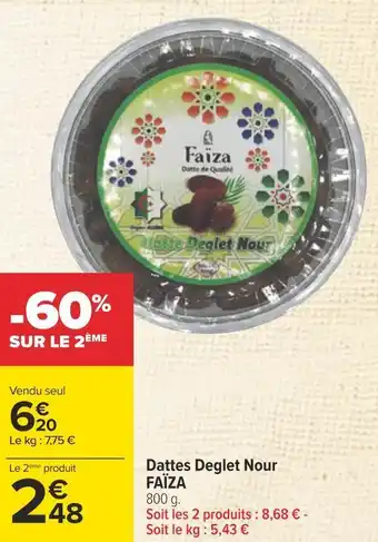 Carrefour Faïza dattes deglet nour offre