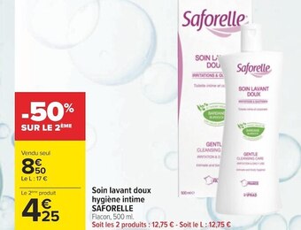 Carrefour Saforelle soin lavant doux hygiène intime offre