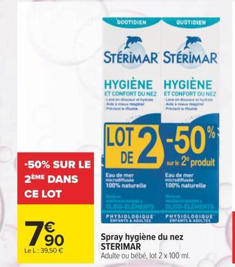 Carrefour Sterimar spray hygiène du nez offre