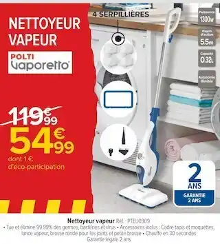 Carrefour Polti nettoyeur vapeur offre