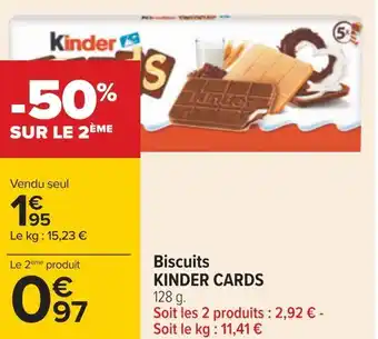 Carrefour Kinder cards biscuits offre