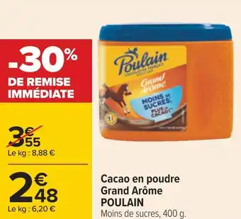 Carrefour Poulain cacao en poudre grand arôme offre