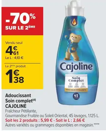 Carrefour Cajoline adoucissant soin complet offre