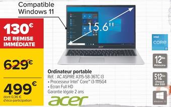 Carrefour Acer ordinateur portable offre