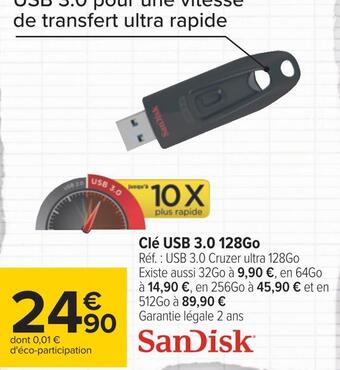 Carrefour Sandisk clé usb 3.0 128go offre