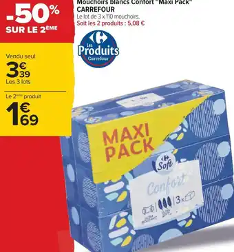 Carrefour Carrefour mouchoirs blancs confort "maxi pack" offre